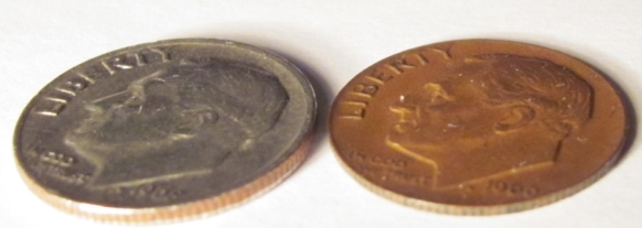 1966-Dime-Core-Only-Missing-Copper-Nickel-Layers!